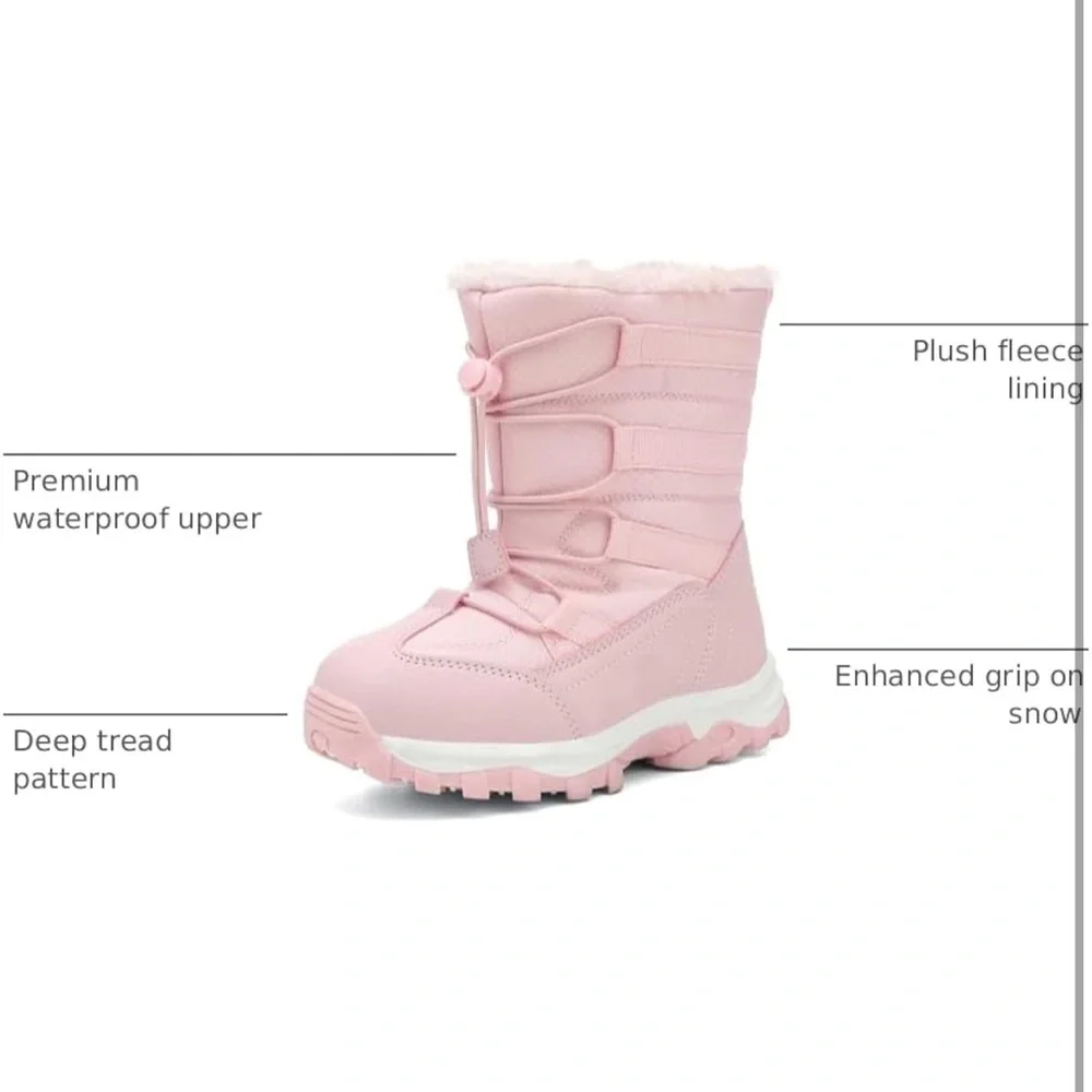 UBFEN Kids Snow Boots Waterproof Warm Winter Shoes Slip Resistant Zipper/ 592